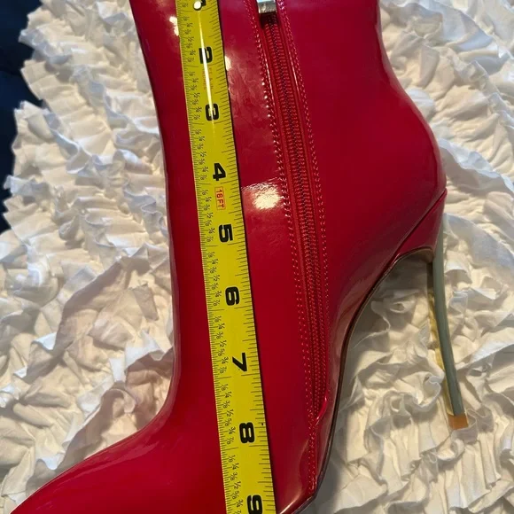 London Rag • Vibrant Red Patent Leather Heeled Boots • EU 39, 8-8.5 - Picture 6 of 8